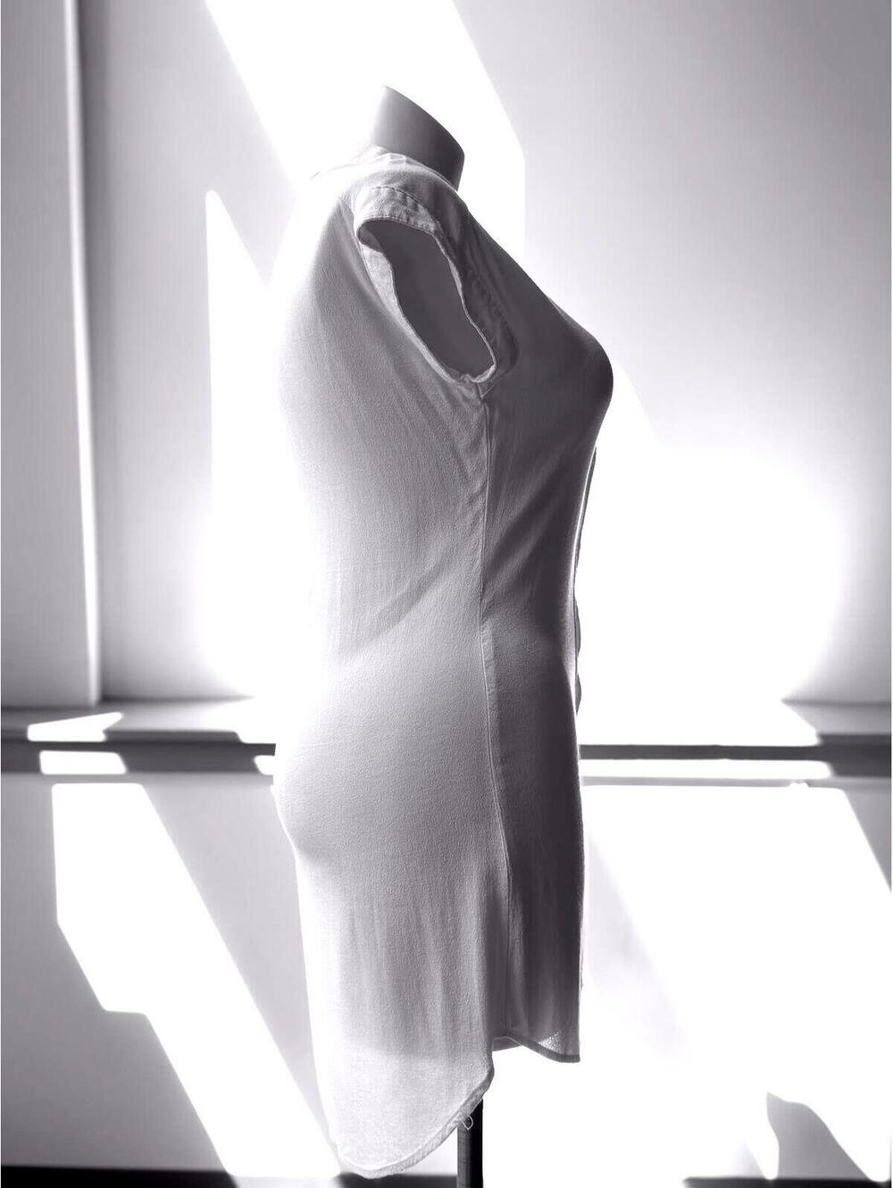 H&M White Tie Waist Shirt Dress Mini Size 2 - Picture 4 of 9